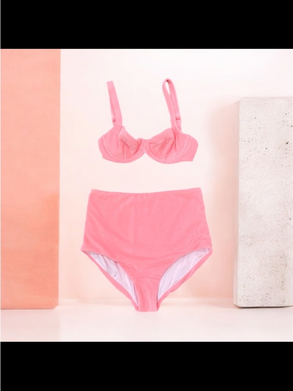 Victoria's Secret Pink Terry Cloth Swim Bikini Set 34C Top / Large Bottoms